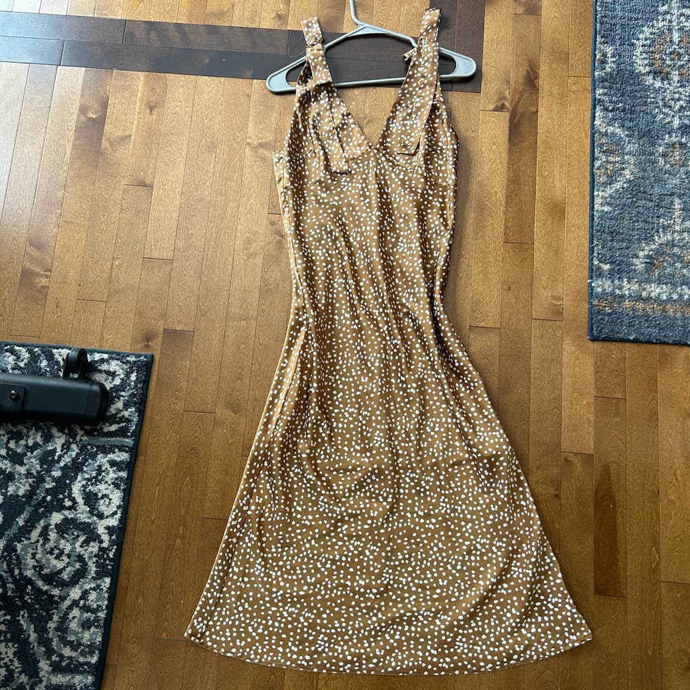 Lucy Paris Dalmatian Print Gold Maxi Dress With Bows on the Shoulders Size XS - Picture 2 of 5